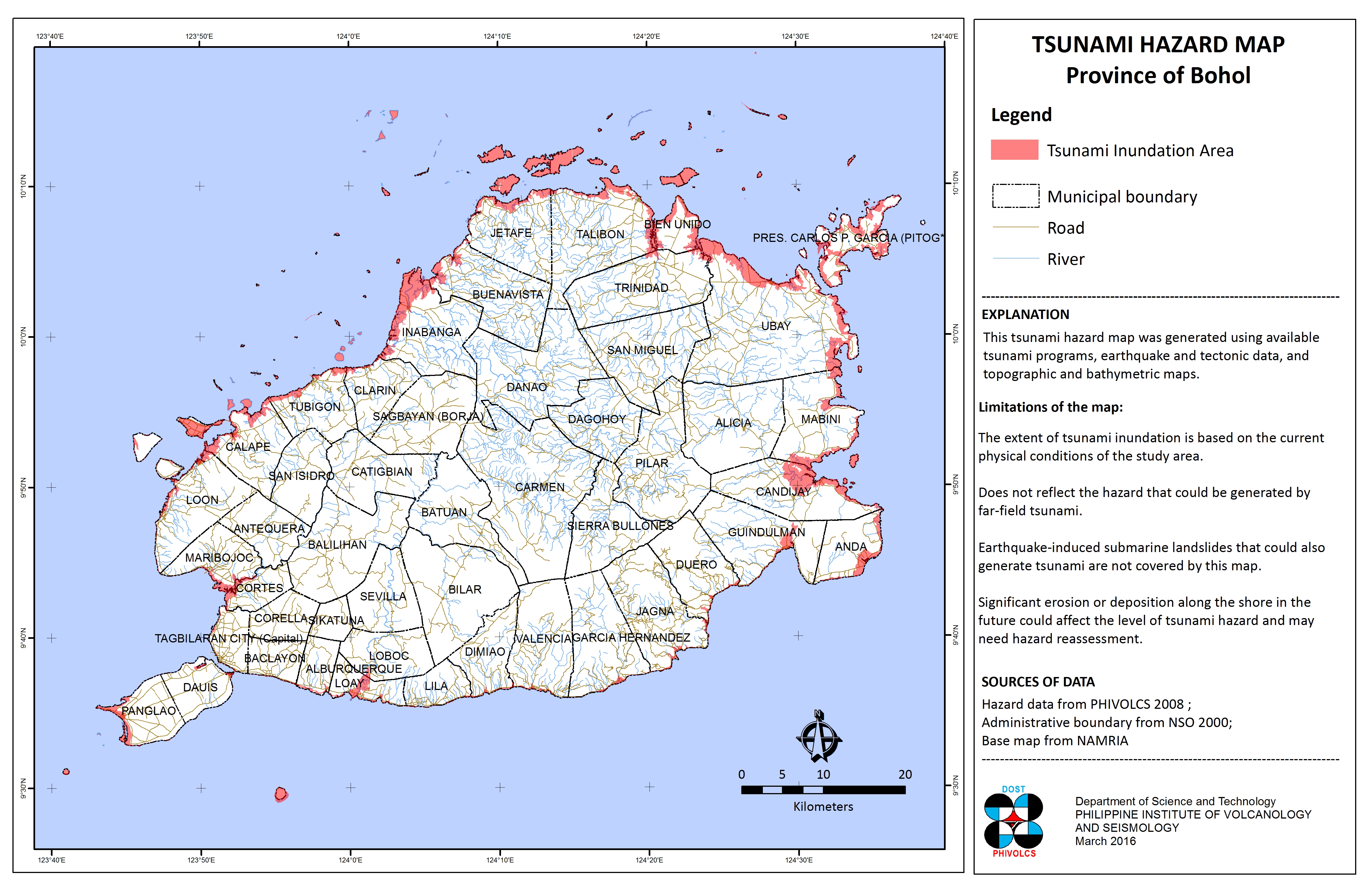 Bohol Tsunami Hazard Map, updated 2016