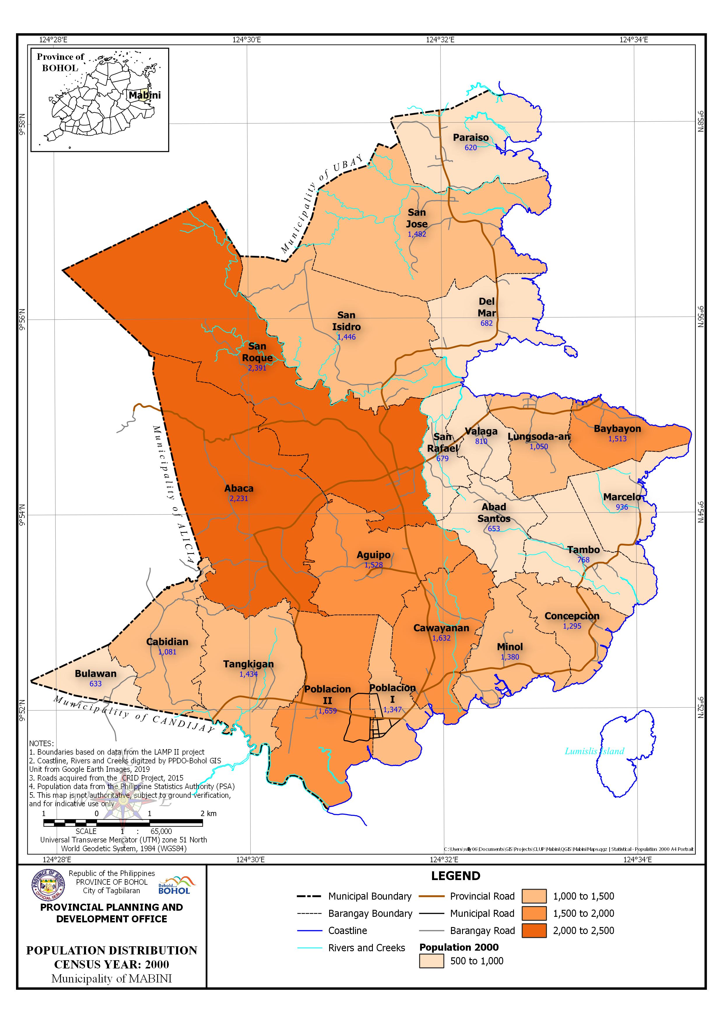 Population Distribution Map Census Year: 2000