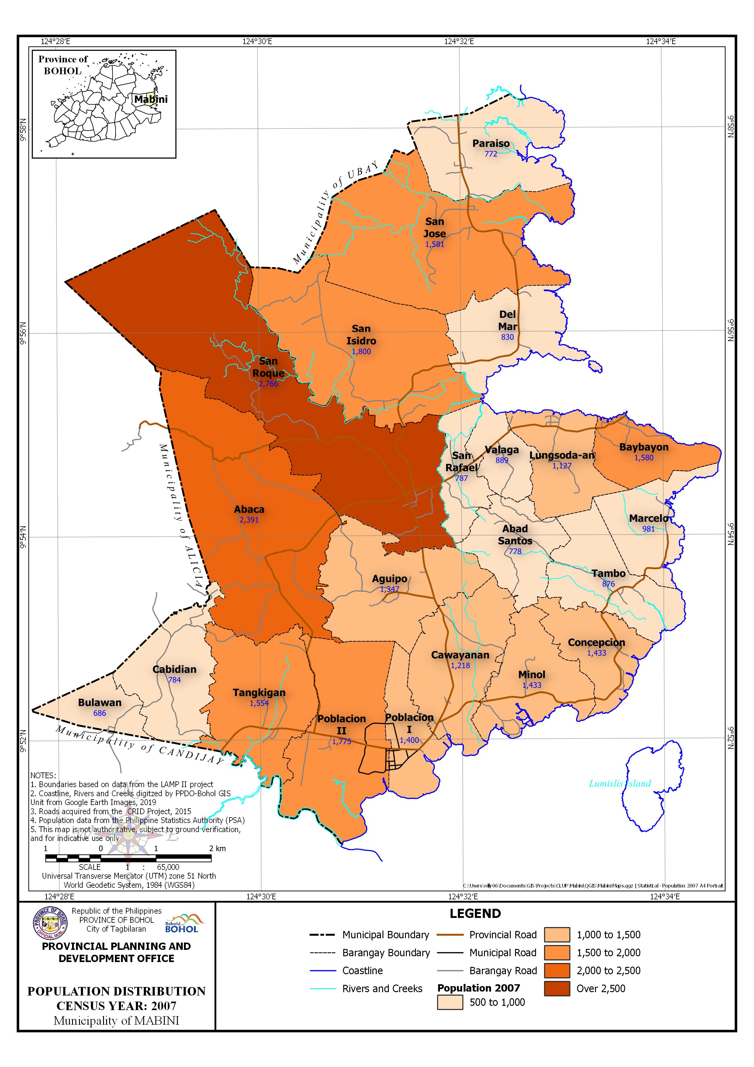 Population Distribution Map Census Year:2007