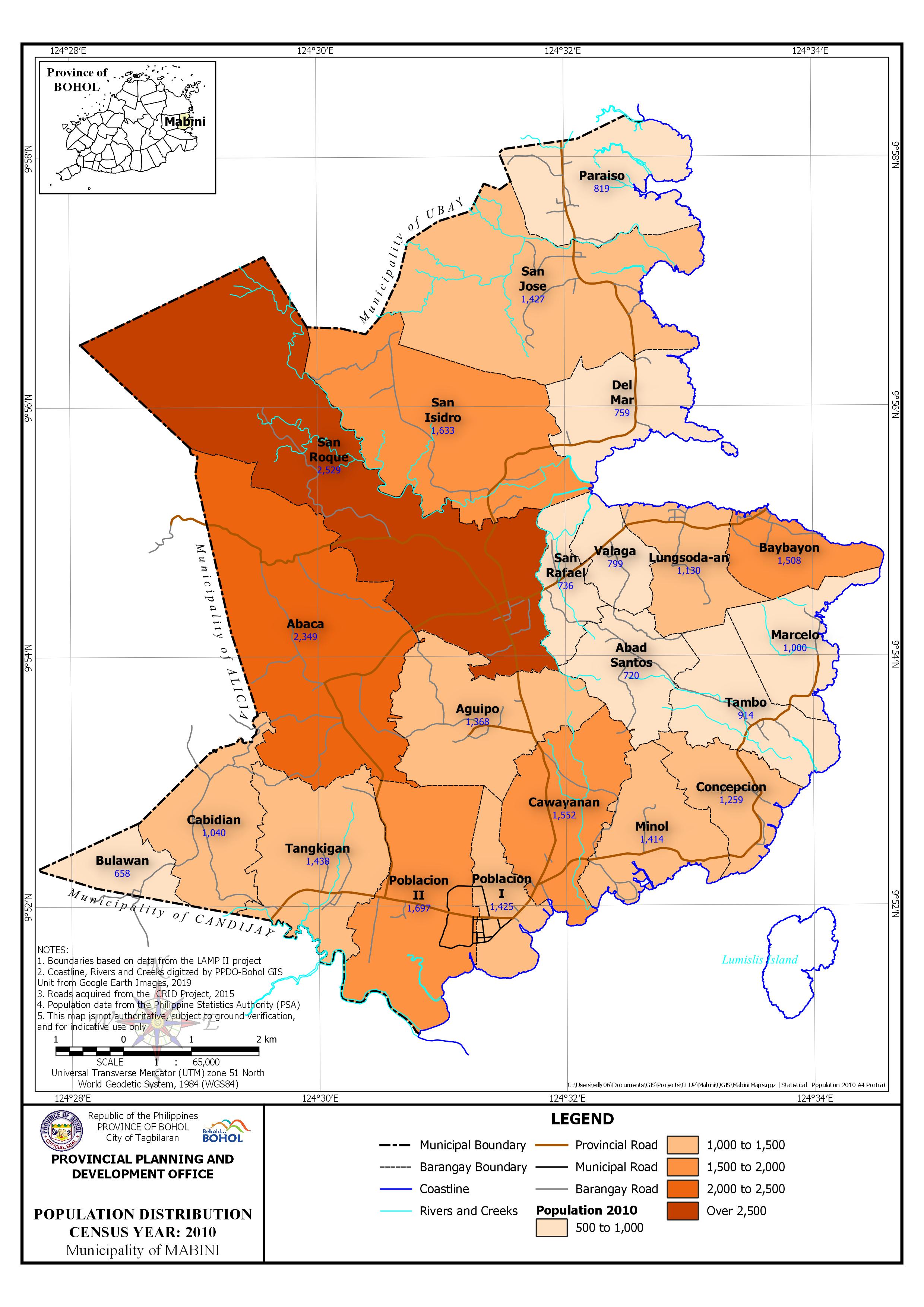 Population Distribution Map Census Year:2010