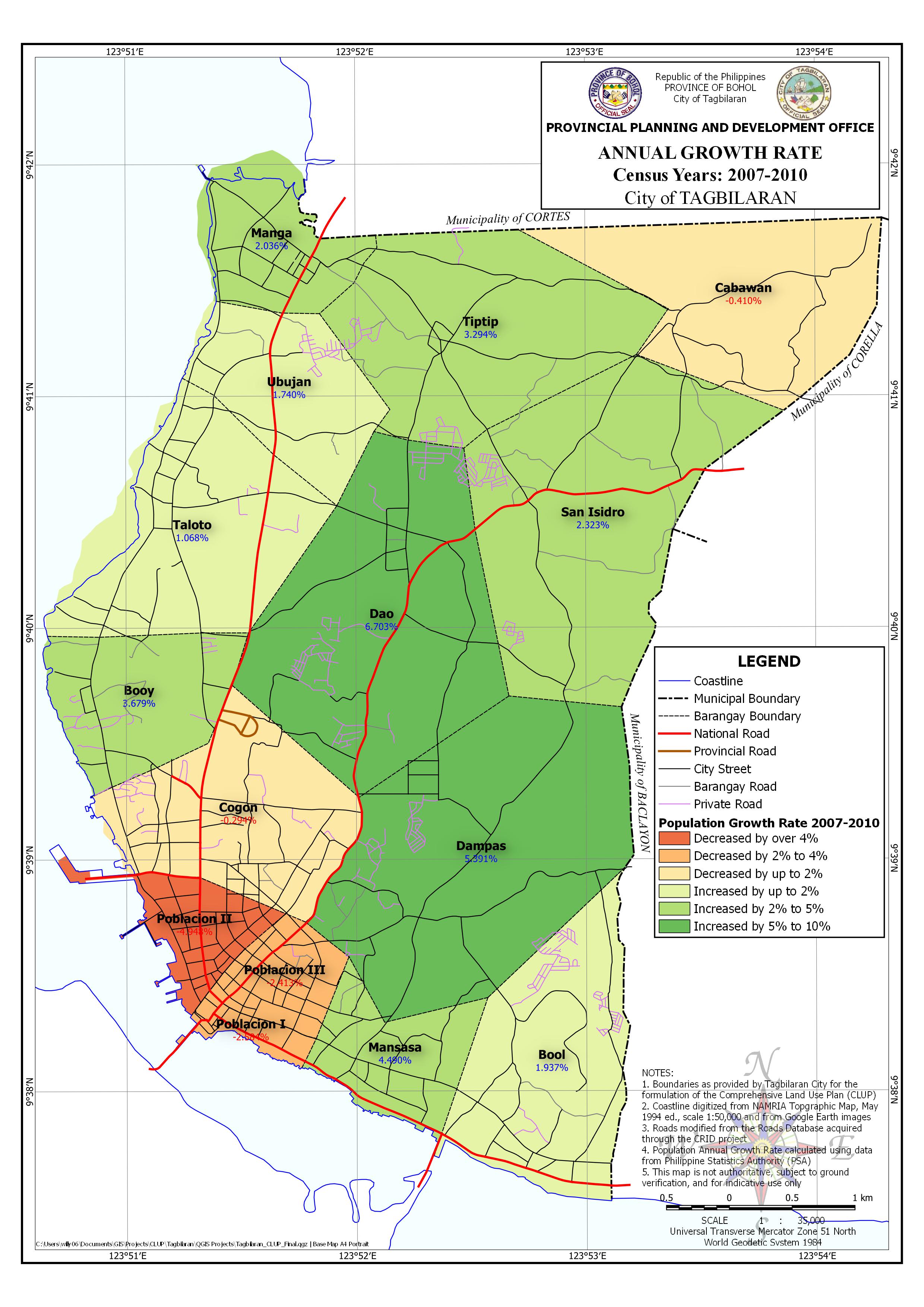 Population Growth Rate Census Year: 2007-2010 Map