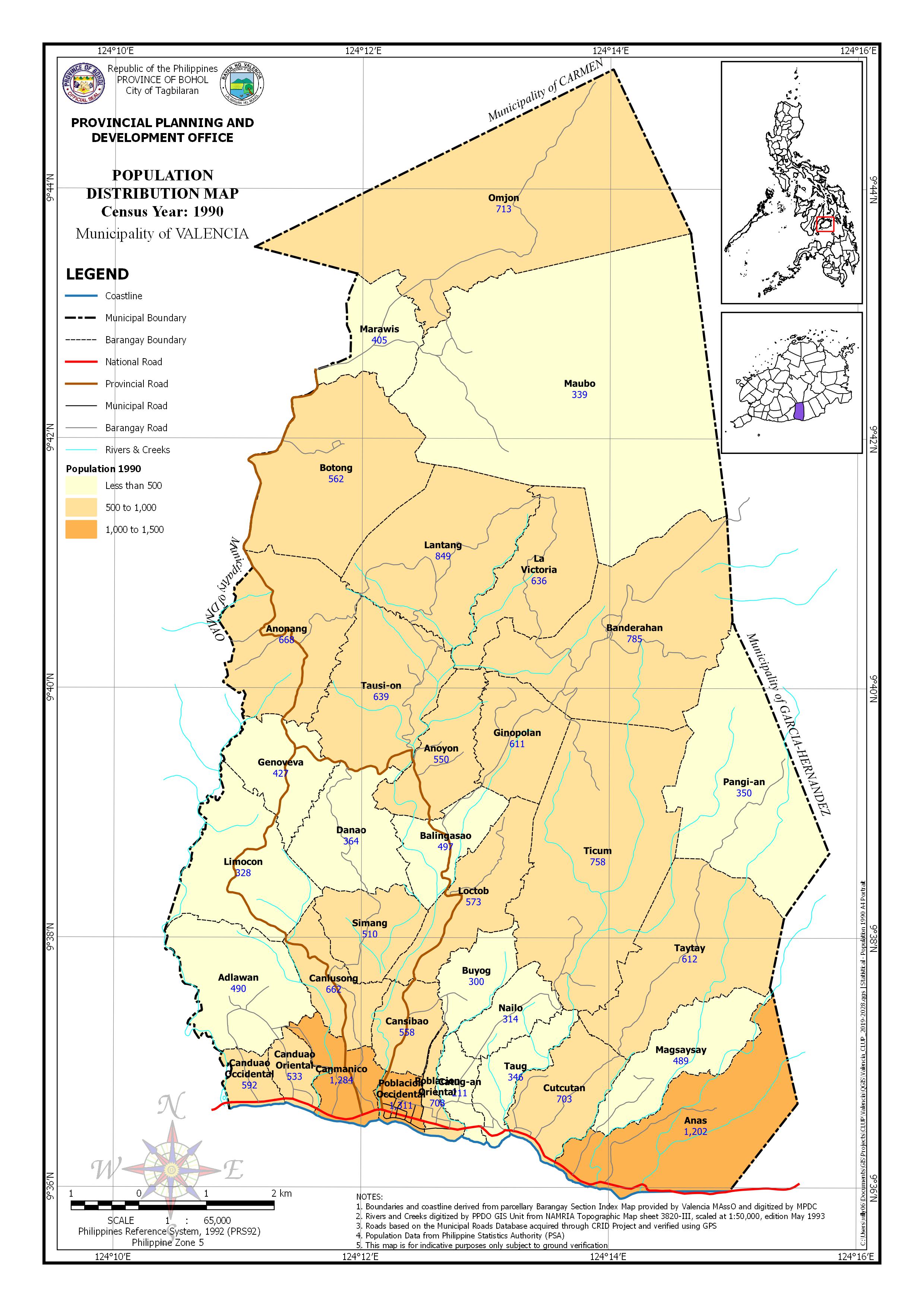 Population Distribution Census Year: 1990 Map