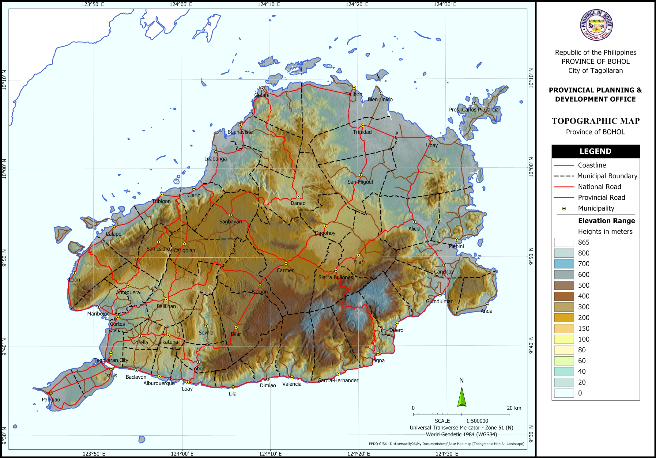 Elevation Map Of Bohol Philippines Topographic Map Al - vrogue.co